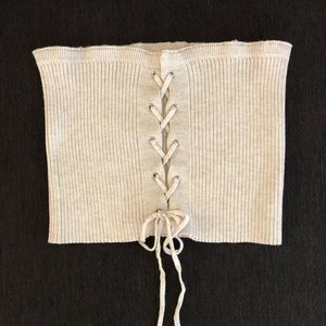 Cream Cropped Top with Strings